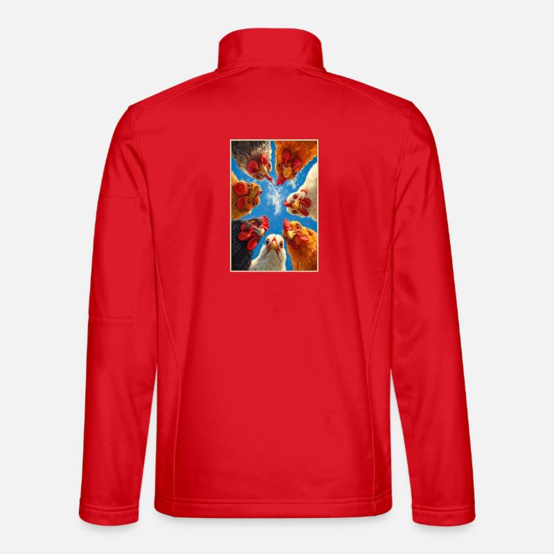 Chickens Gaze Skyward Circle - Unisex Softshell Jacket - red