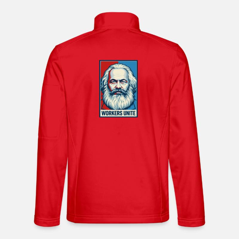 Marx-Porträt: Workers Unite-Plakat Unisex Softshelljacke