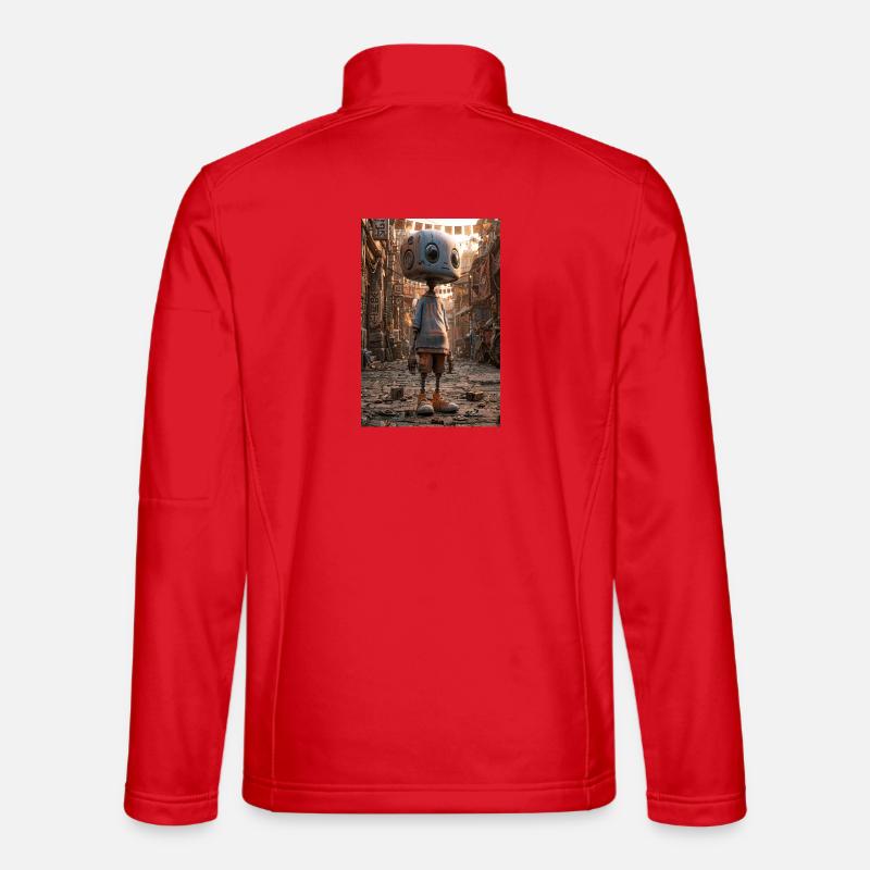 Rostiger Roboter im Neon-Basar - Unisex Softshelljacke - Rot