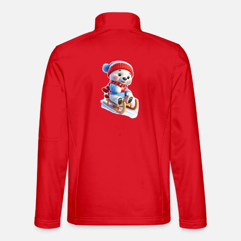 Winter bear on sled - Unisex Softshell Jacket - red