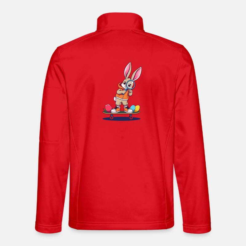 Hase auf Skateboard - Unisex Softshelljacke - Rot