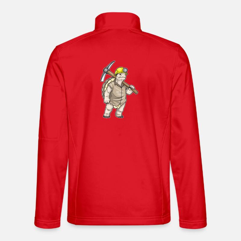turtle miner pickaxe mining - Unisex Softshell Jacket - red