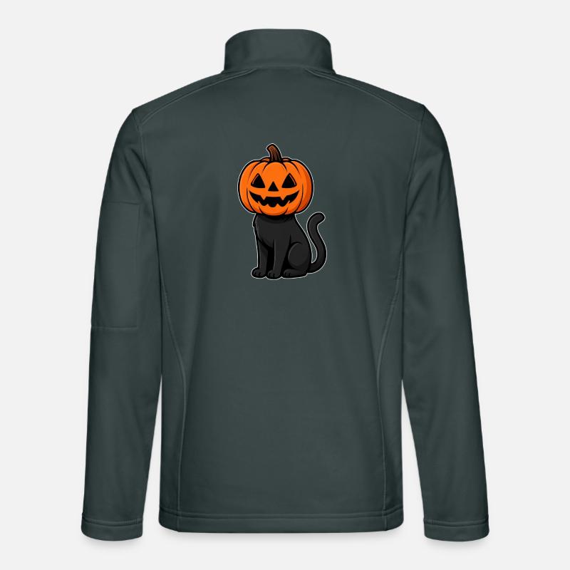 Chat d’Halloween avec tête de citrouille Veste en tissu softshell Unisexe