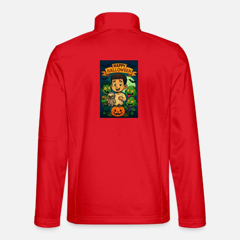 Happy Halloween Kid with Monsters Unisex Softshell Jacket
