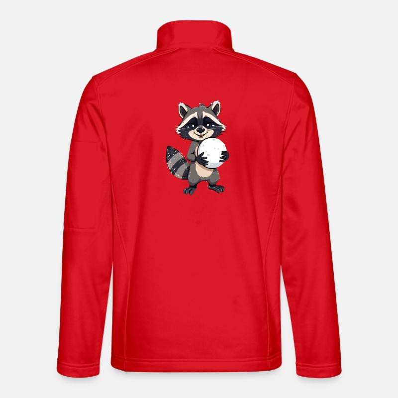 Waschbär mit grossem Schneeball - Unisex Softshelljacke - Rot