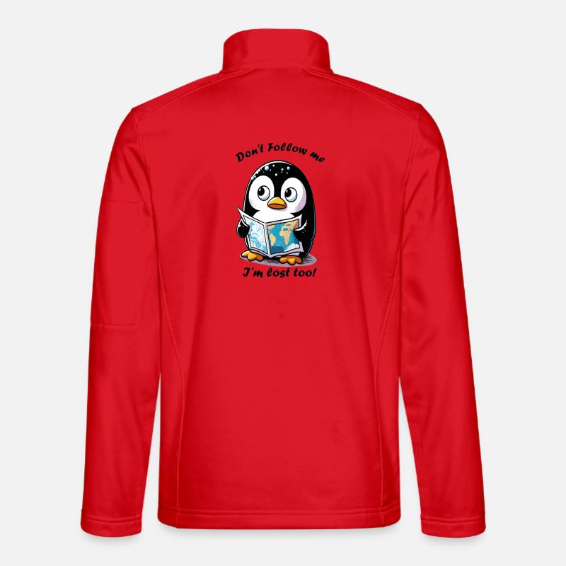Lost Penguin with Map - Unisex Softshell Jacket - red