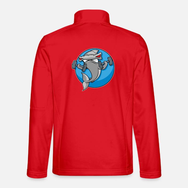 Weightlifting Hammerhead Shark - Unisex Softshell Jacket - red