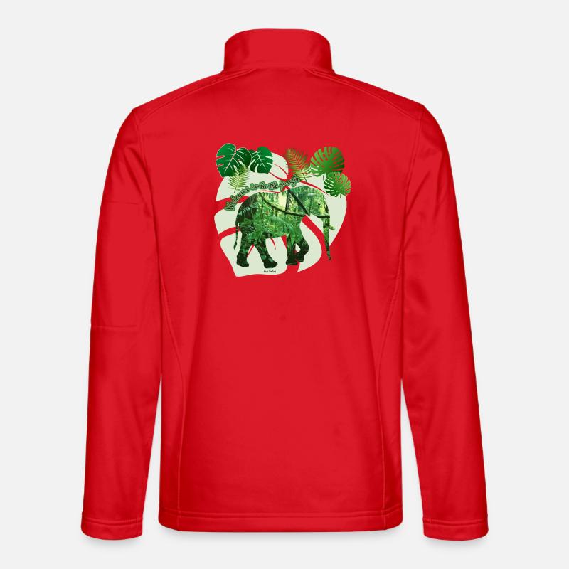 Jungle - Elephant - Loxodonta cyclotis - Unisex Softshell Jacket - red