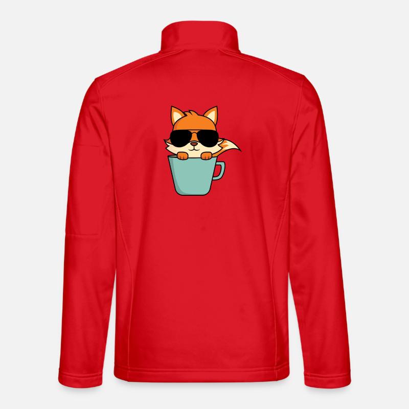 Cool fox in coffee cup Unisex Softshell Jacket