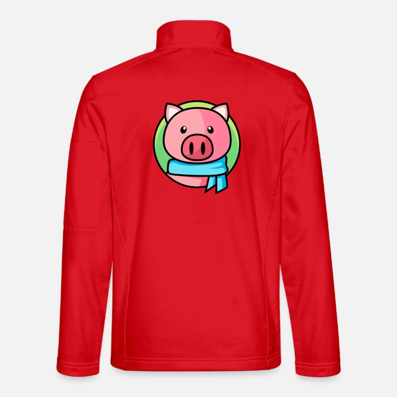 Pink piggy with scarf - Unisex Softshell Jacket - red