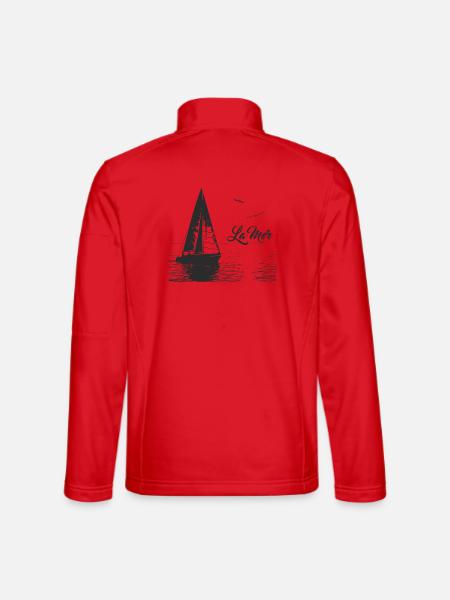 La mer - voilier et 2 mouettes - Veste en tissu softshell Unisexe - rouge - Dos
