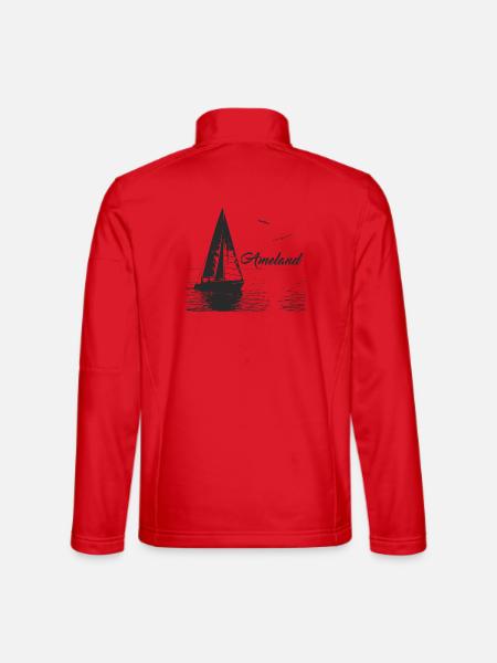 Ameland sailboat and 2 seagulls - Unisex Softshell Jacket - red