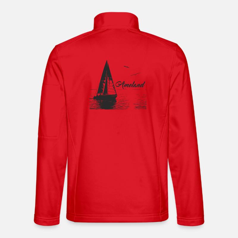 Ameland sailboat and 2 seagulls - Unisex Softshell Jacket - red