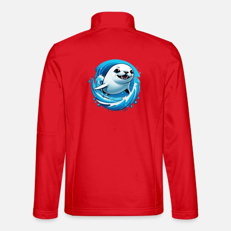 Robbe Robben Meer - Unisex Softshelljacke - Rot