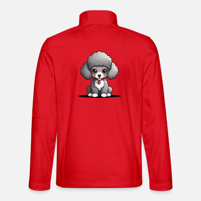 Caniche duveteux avec des cœurs - Veste en tissu softshell Unisexe - rouge