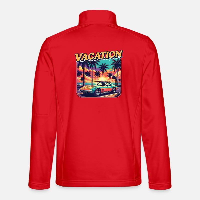 Classic Car at Sunset - Unisex Softshell Jacket - red