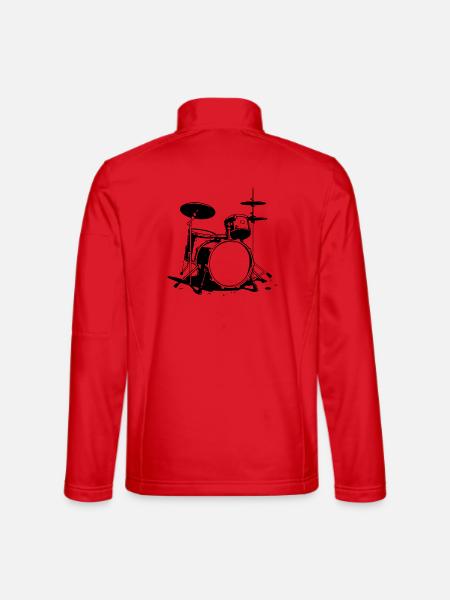 Drum Sketch - Unisex Softshell Jacket - red