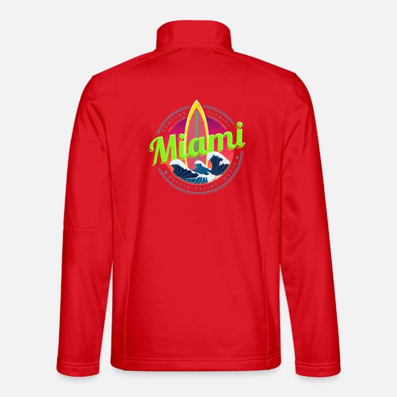Souvenir vintage de design de surf à Miami, Floride Veste en tissu softshell Unisexe