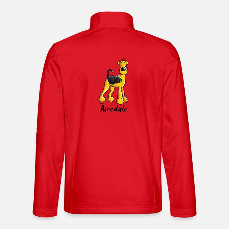 Fröhlicher Airedale Terrier - Unisex Softshelljacke - Rot