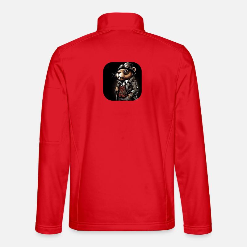 Beaver in Steampunk Outfit - Unisex Softshell Jacket - red