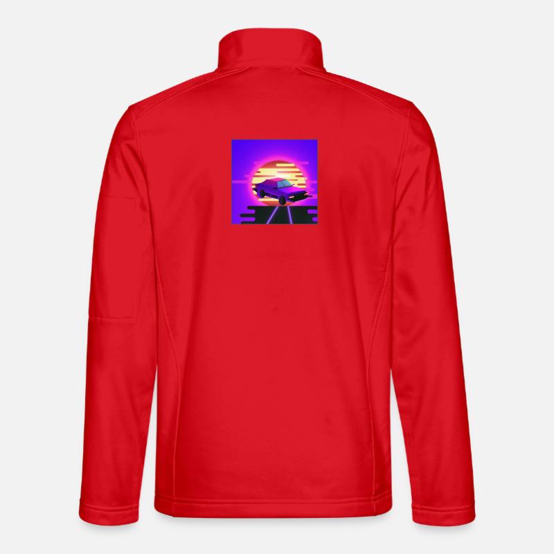 Retrowave/vaperwave car. - Unisex Softshell Jacket - red