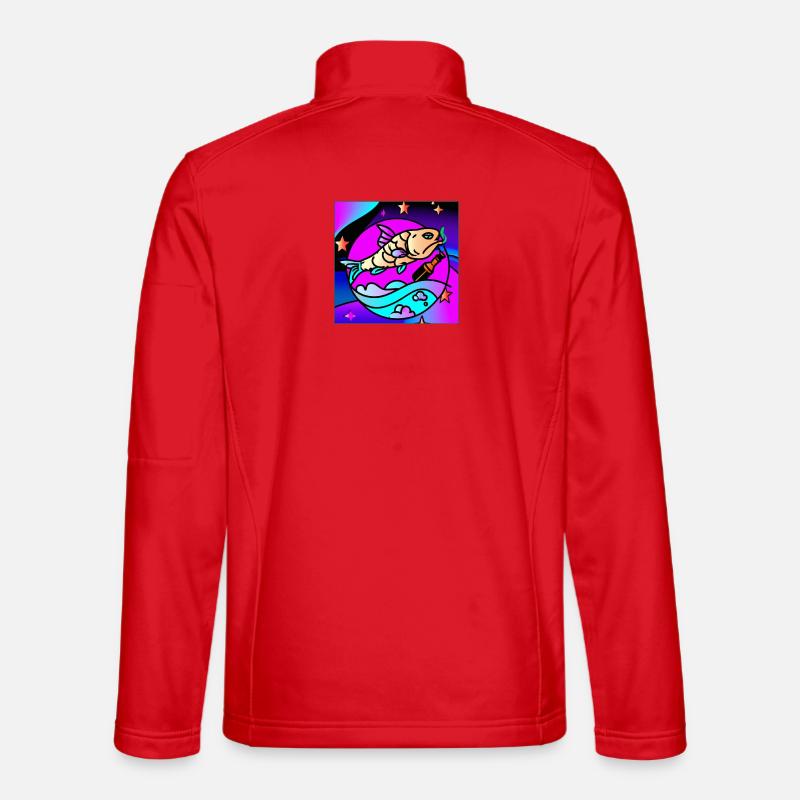 Betrunkener Vaperwave-/Retrowave-Fisch. - Unisex Softshelljacke - Rot