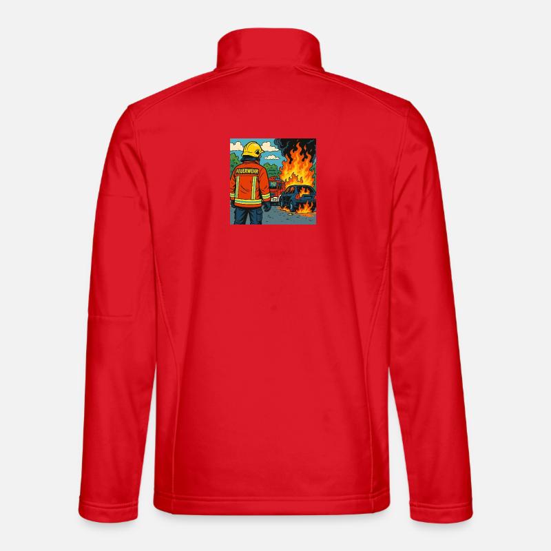 Brandbekämpfer Cartoon Einsatz - Unisex Softshelljacke - Rot