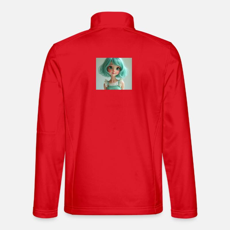 Mintgrüne Pastellpuppe - Unisex Softshelljacke - Rot