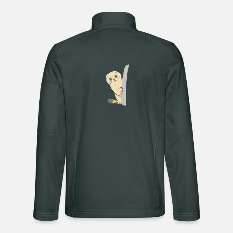 chat mignon attendant devant la porte Veste en tissu softshell Unisexe