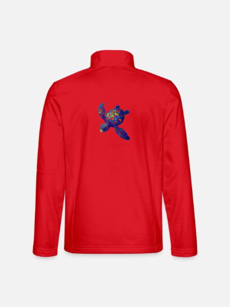 Vibrant Geometric Turtle Art - Unisex Softshell Jacket - red
