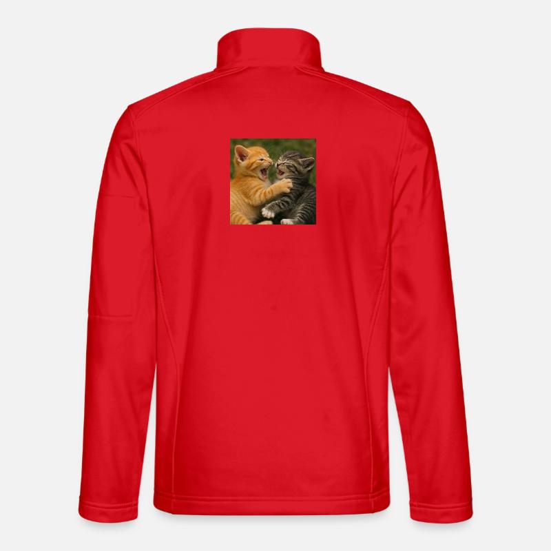 Wild cat cousins in battle - Unisex Softshell Jacket - red