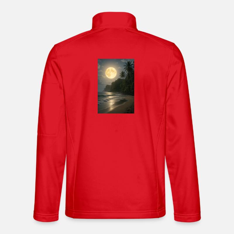 Moonlight over tropical beach - Unisex Softshell Jacket - red