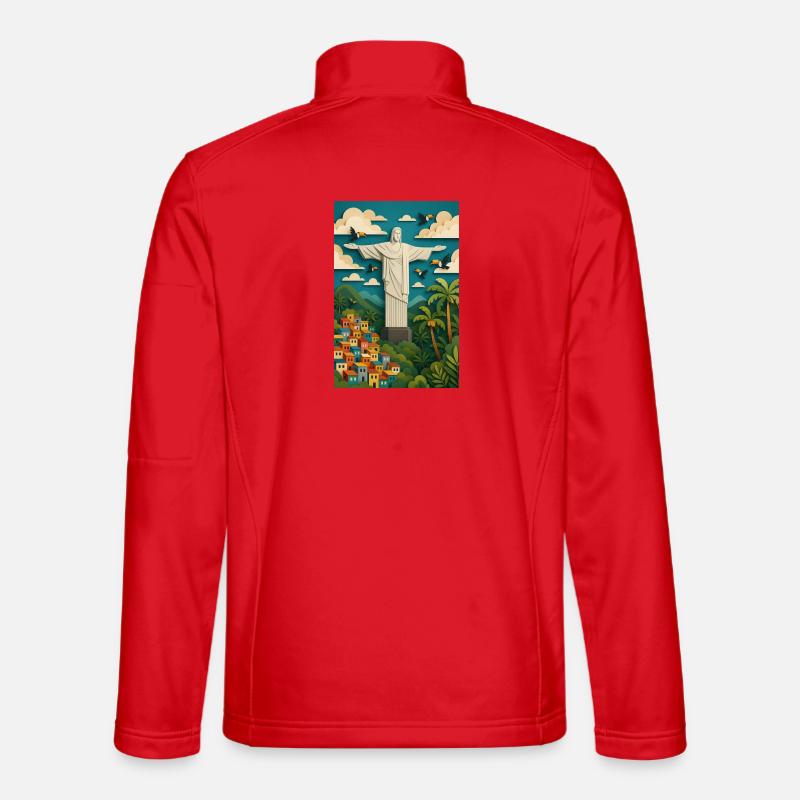 Christus Statue in tropischer Kulisse/Rio  - Unisex Softshelljacke - Rot
