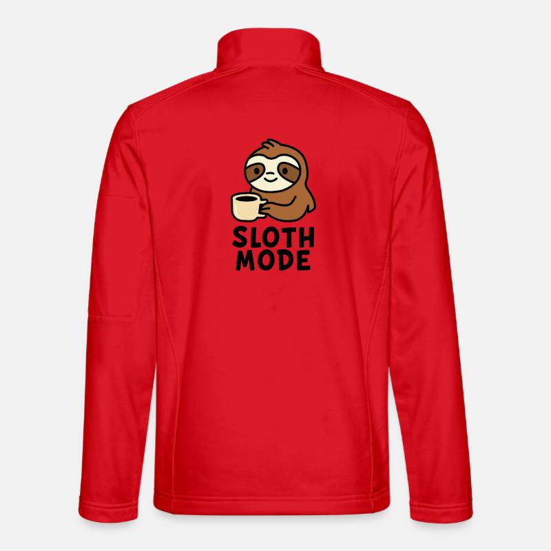 Cozy Sloth with Coffee Design - Unisex Softshell Jacket - red