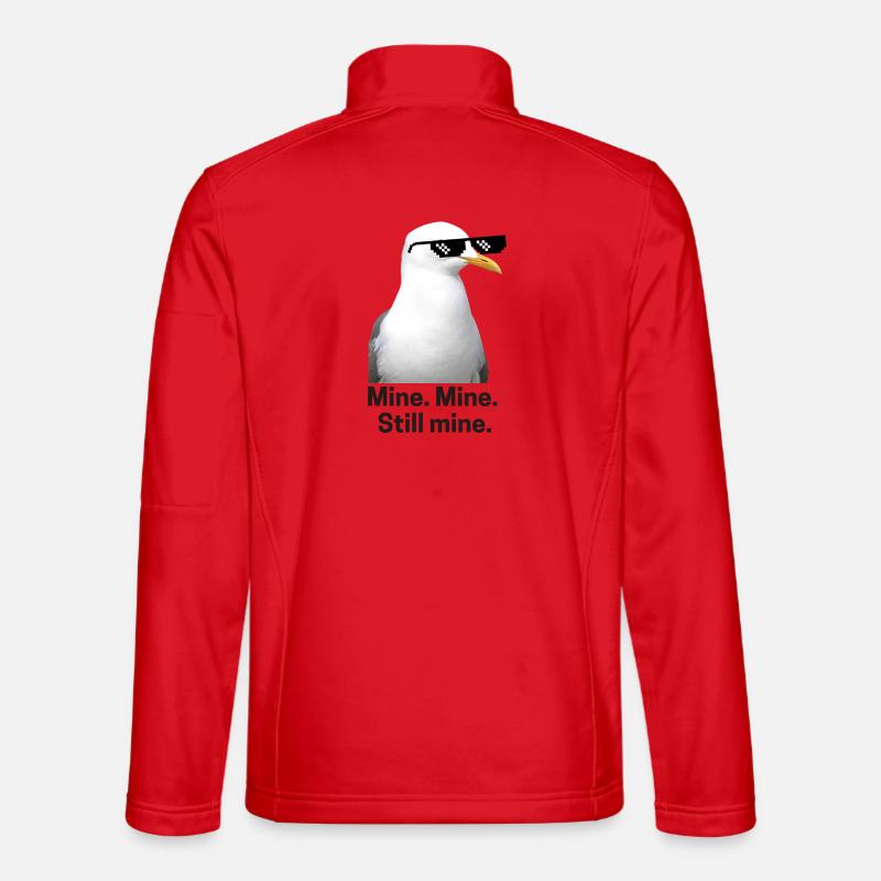 Pixelated seagull with Sunglasses Design - Unisex Softshell Jacket - red
