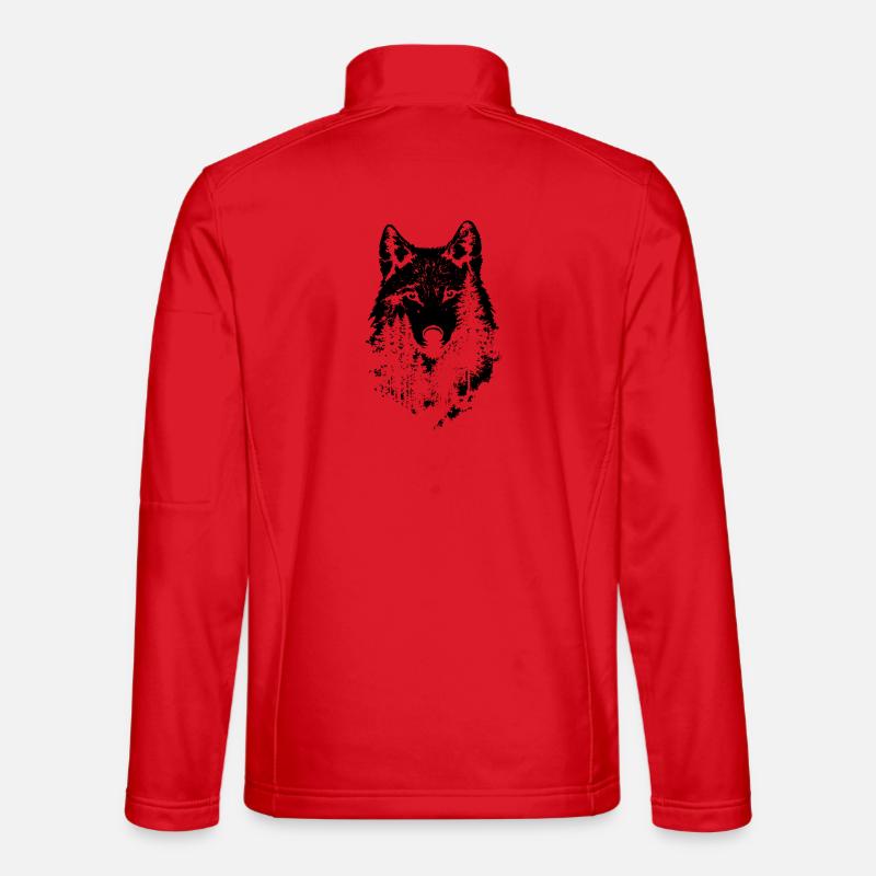Silhouette de forêt de visage de loup Veste en tissu softshell Unisexe