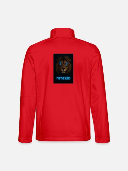 Löwenkopf mit blauer Magie und Titel - Unisex Softshelljacke - Rot - Hinten