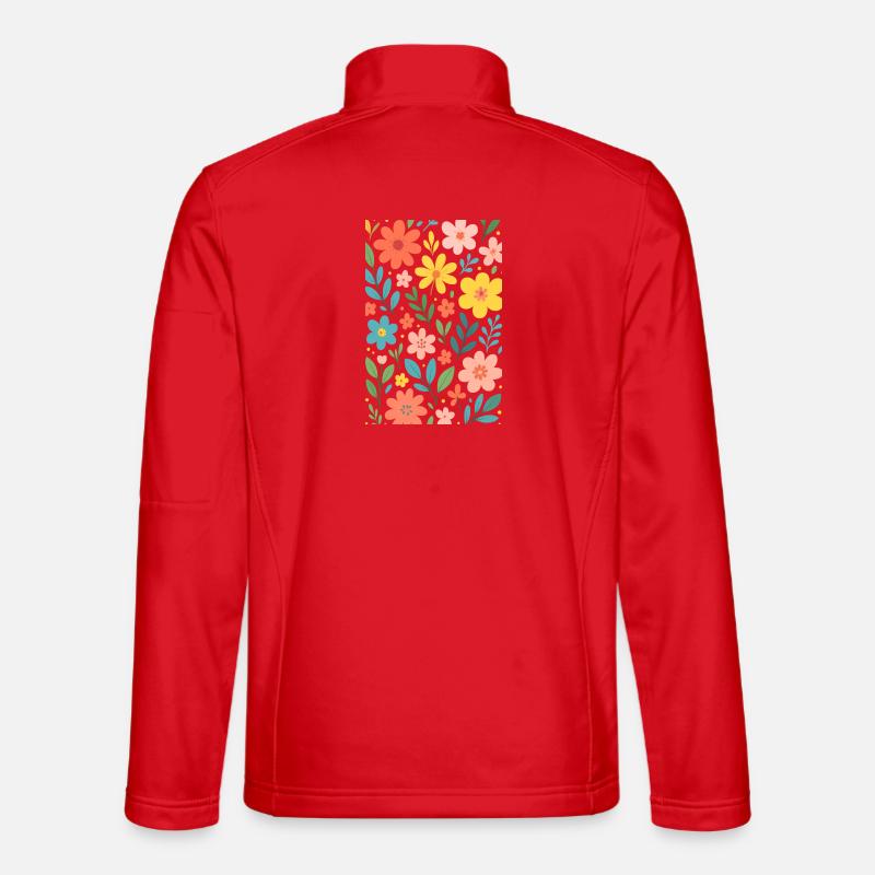 Floral patterns in pastel colours - Unisex Softshell Jacket - red