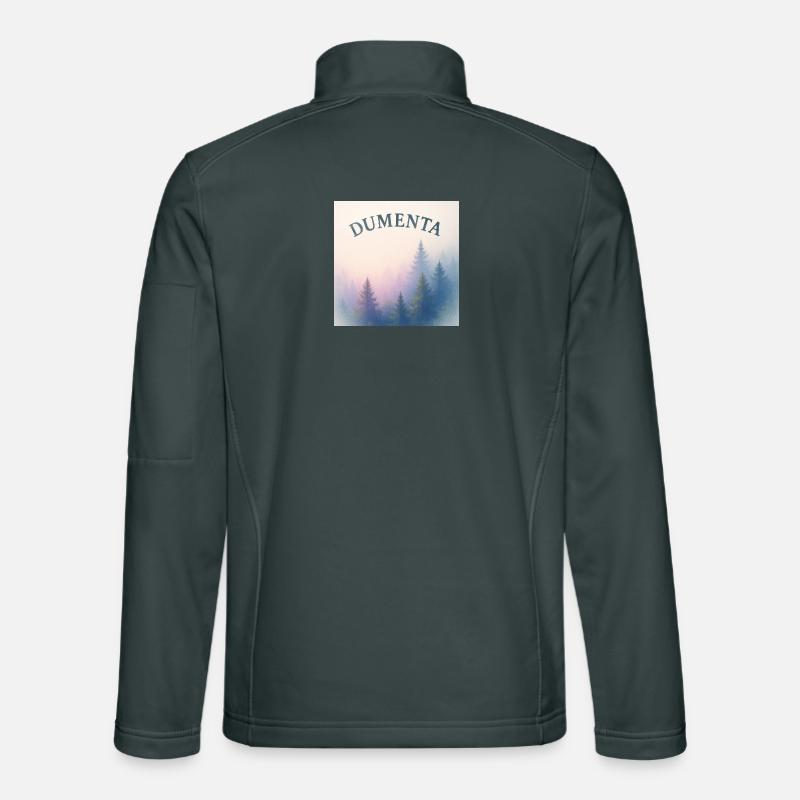 Forest landscape with Dumenta lettering Unisex Softshell Jacket