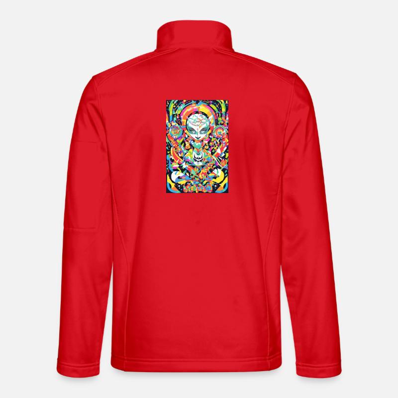 Psychedelic Chakra & Feline Art - Unisex Softshell Jacket - red