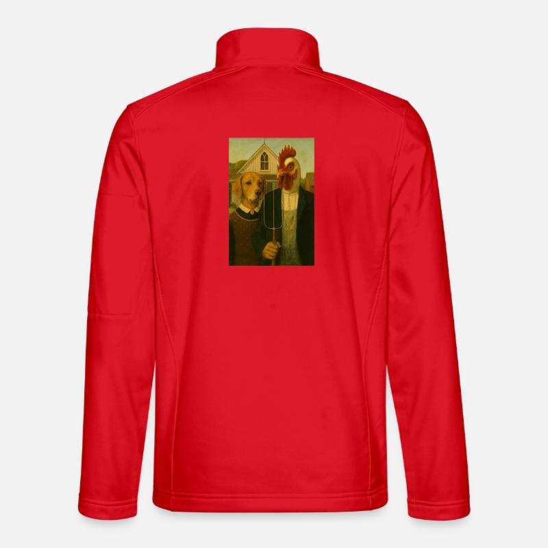 Huhn Hund Farm Surreal Duo - Unisex Softshelljacke - Rot