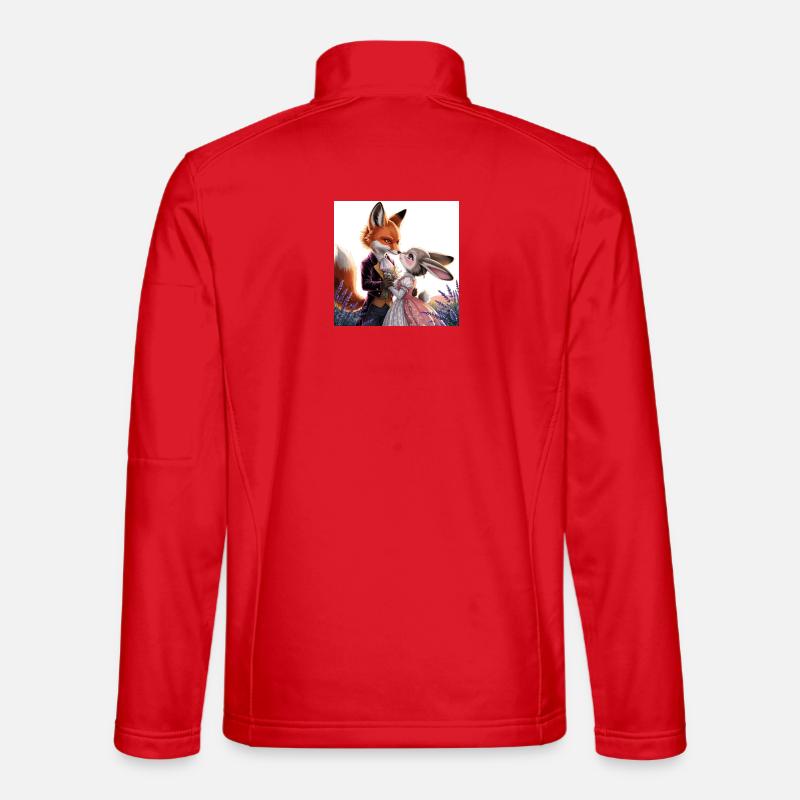 Fabulous wedding: fox and hare - Unisex Softshell Jacket - red