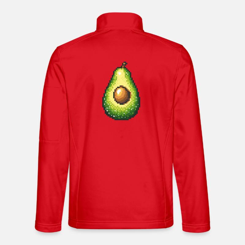 Pixel Avocado Retro Fruit Image - Unisex Softshell Jacket - red