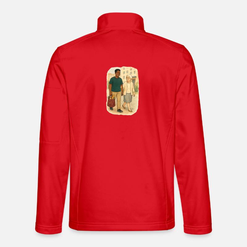 Grandma Karin with her grandson - Unisex Softshell Jacket - red