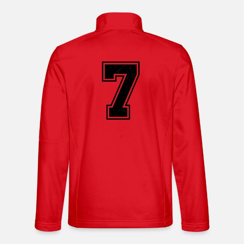 Grunge Seven Number with Scratched Texture - Unisex Softshell Jacket - red