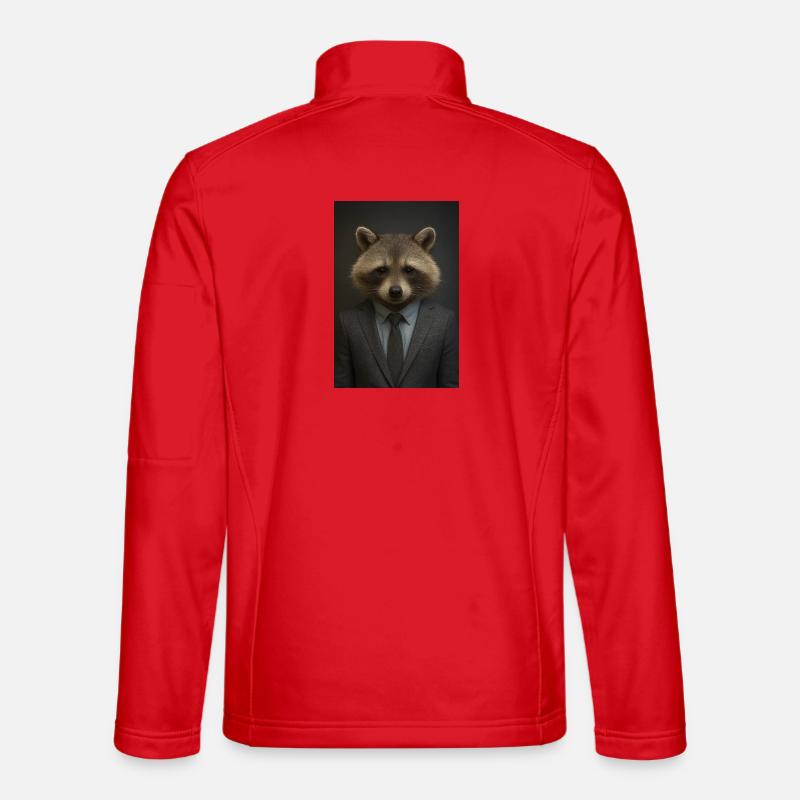 Waschbär im Anzug – Geschäftsstil - Unisex Softshelljacke - Rot