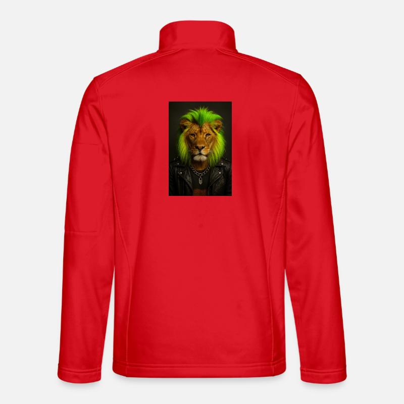 Lion NeonPunk in leather look - Unisex Softshell Jacket - red