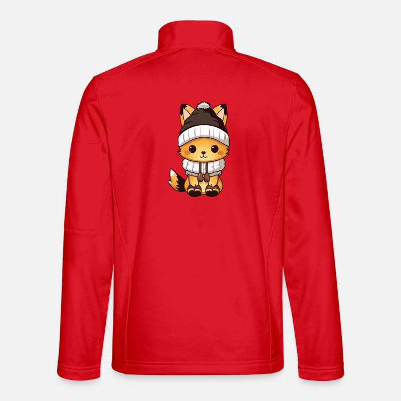 Fuchs Winter Tier Baby Comic - Unisex Softshelljacke - Rot