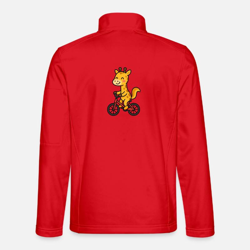 Giraffe on a bicycle - Unisex Softshell Jacket - red