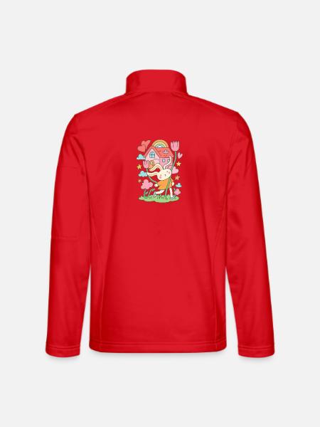 Maison de poupée lapin pastel en fleurs - Veste en tissu softshell Unisexe - rouge - Dos